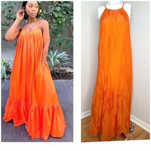 FRNCH Elegant Orange Maxi Dress- PRELOVED-SMALL